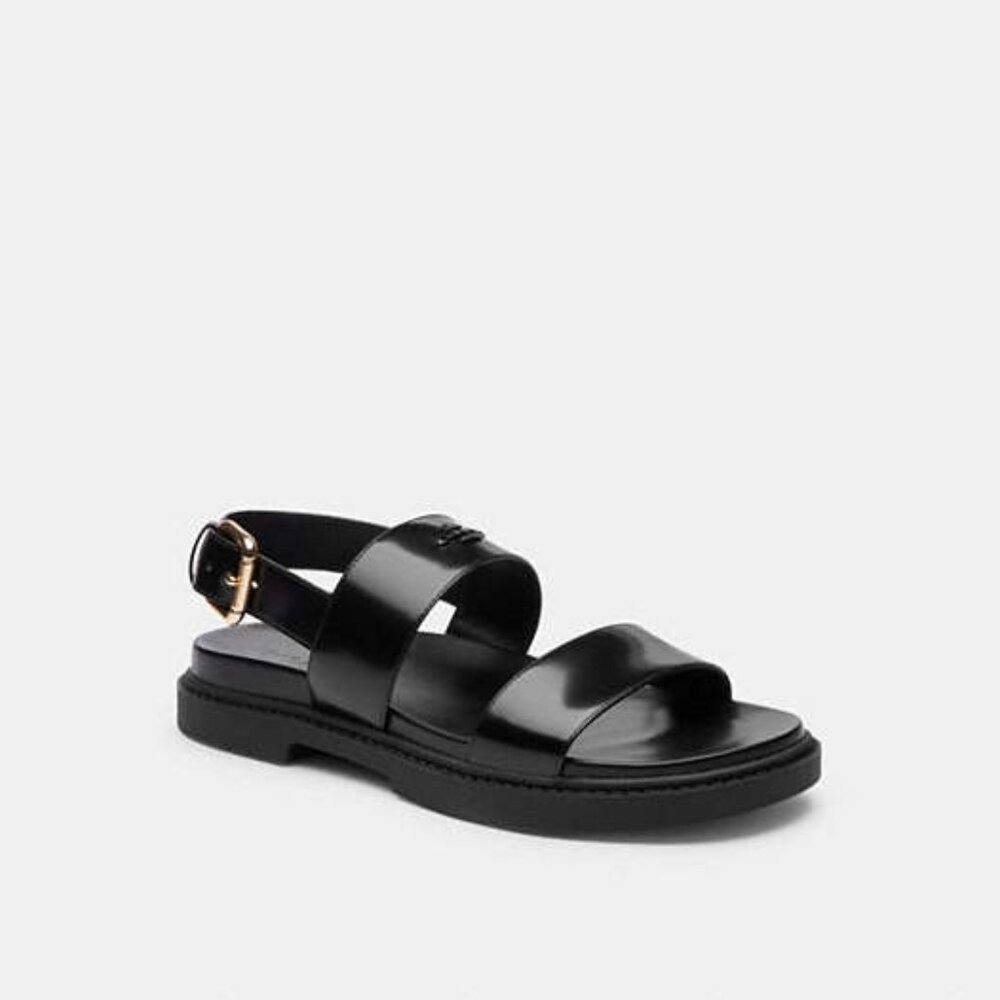 Coach Two Band Black Sandal NWT